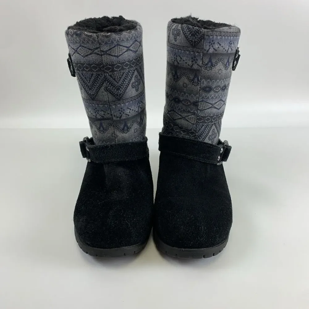 BOGO Bearpaw Rebecca Boots Pull On Winter Black Suede Wool Sheepskin‎ Womens 6